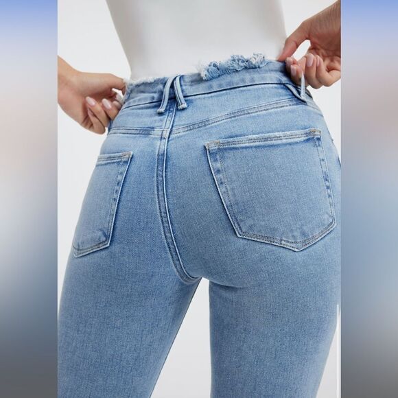 NEW GOOD AMERICAN Good Legs Button Fly Skinny Jeans Indigo317 2 - Picture 5 of 9